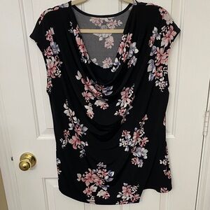 Lane Bryant Black and Pink Floral Top